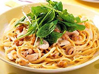 鶏肉レシピ 水郷どりと胡桃のクリームパスタ