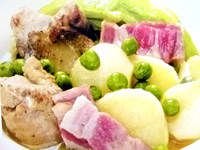 鶏肉レシピ 骨付きもも肉の春野菜煮込み