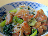 鶏肉レシピ チンゲン菜の黒コショウ炒め