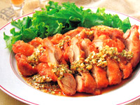 鶏肉レシピ 揚げ水郷どりのネギソースがけ