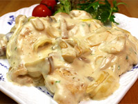 鶏肉レシピ 胸肉とキノコのクリーム煮